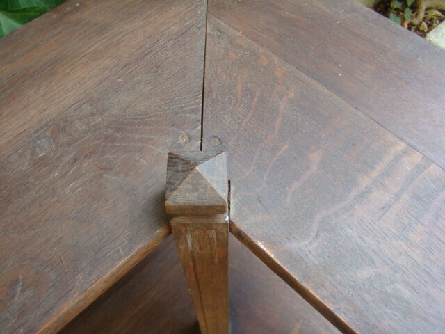 Old solid oak corner shelf