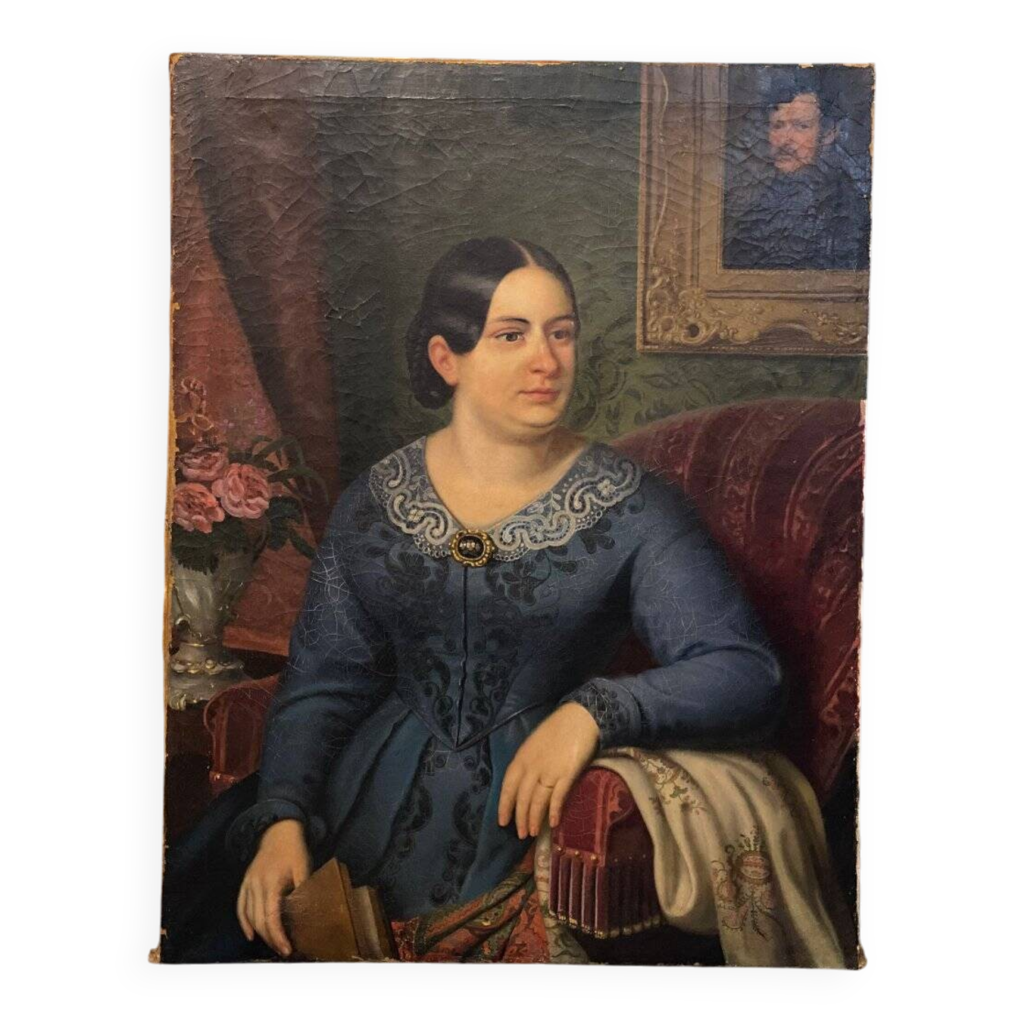 Oil painting on canvas, portrait. Biedermaier artist