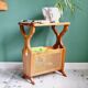 Table d'appoint porte revue bois et cannage