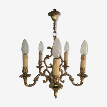 Lustre doré 5 chandeliers