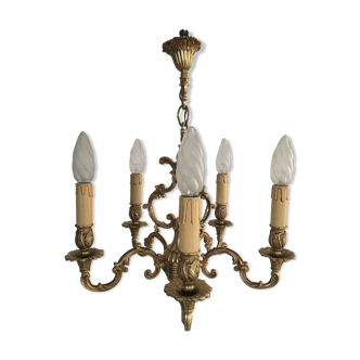 Lustre doré 5 chandeliers