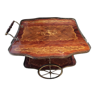 Rolling service in marquetry and brass
