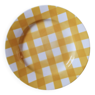 Assiette vintage écossais vichy jaune Sarreguemines Digoin France