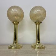 Lot de 2 grandes lampes de table globe en verre, années 1970