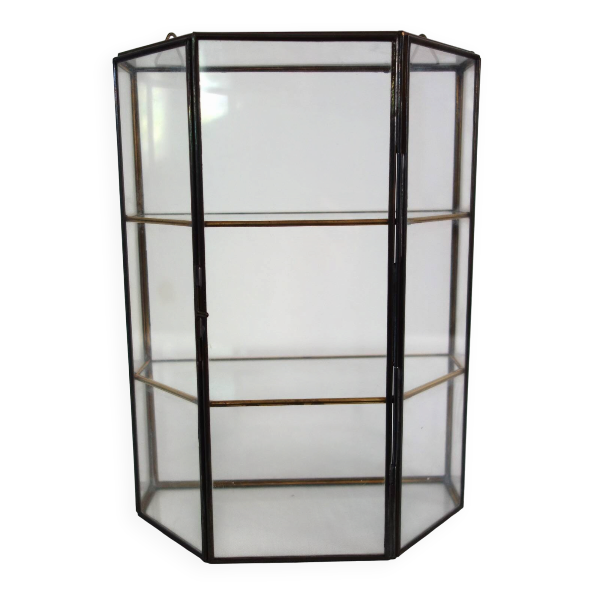 Vitrine Murale Vintage Verre Et Laiton