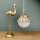 Globe pendant light and vintage lampshade in opaline and mother-of-pearl