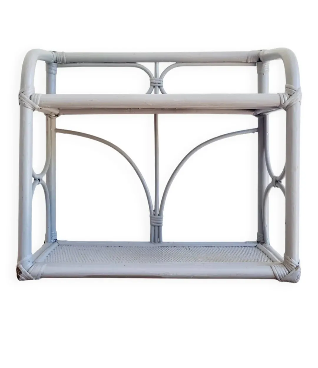 Grey vintage rattan shelf