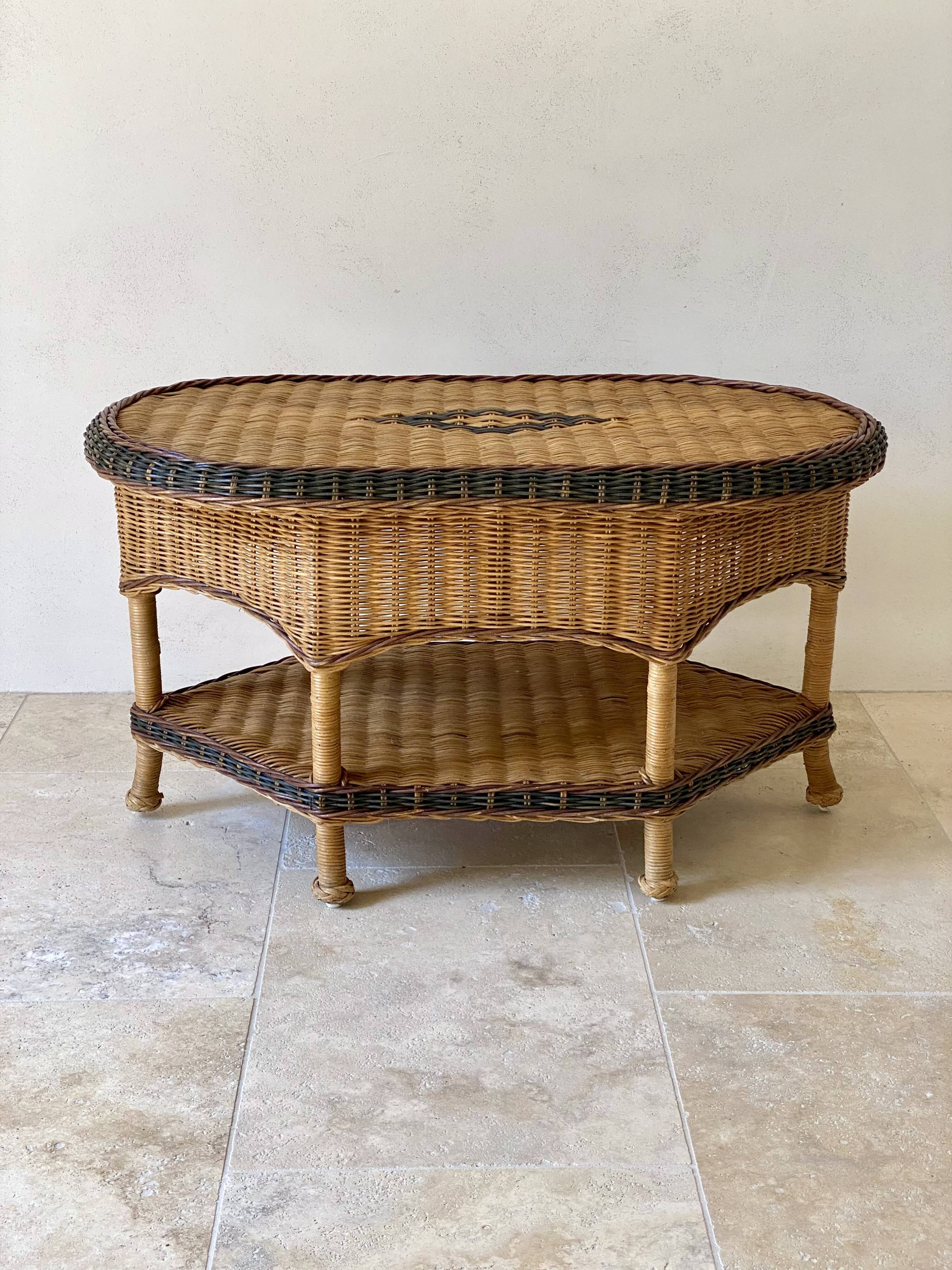 Vintage rattan coffee table – 1970s Riviera spirit