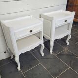 Pair of white patinated Louis XV style bedside tables