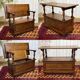 English oak bank safe from the 1930s that can serve as a console.