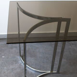 Console in smoked glass and chrome feet, 1970.