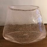 Trapezoidal vase in blown and bubbled glass