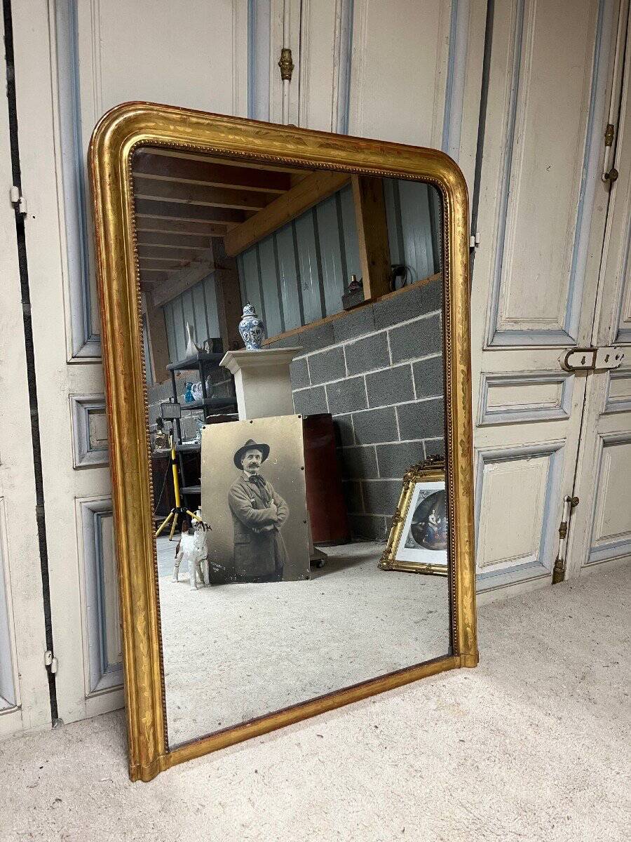 Large Louis Philippe Style Gilded Stucco Fireplace Mirror