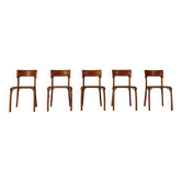 Set of five Italian dining chairs in cognac leather, 1990s
