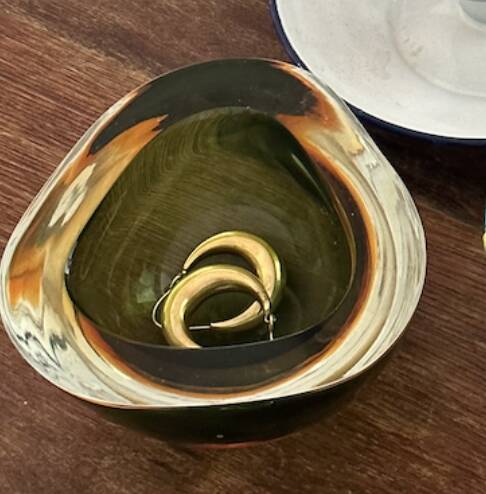 Murano Sommerso green & brown art glass