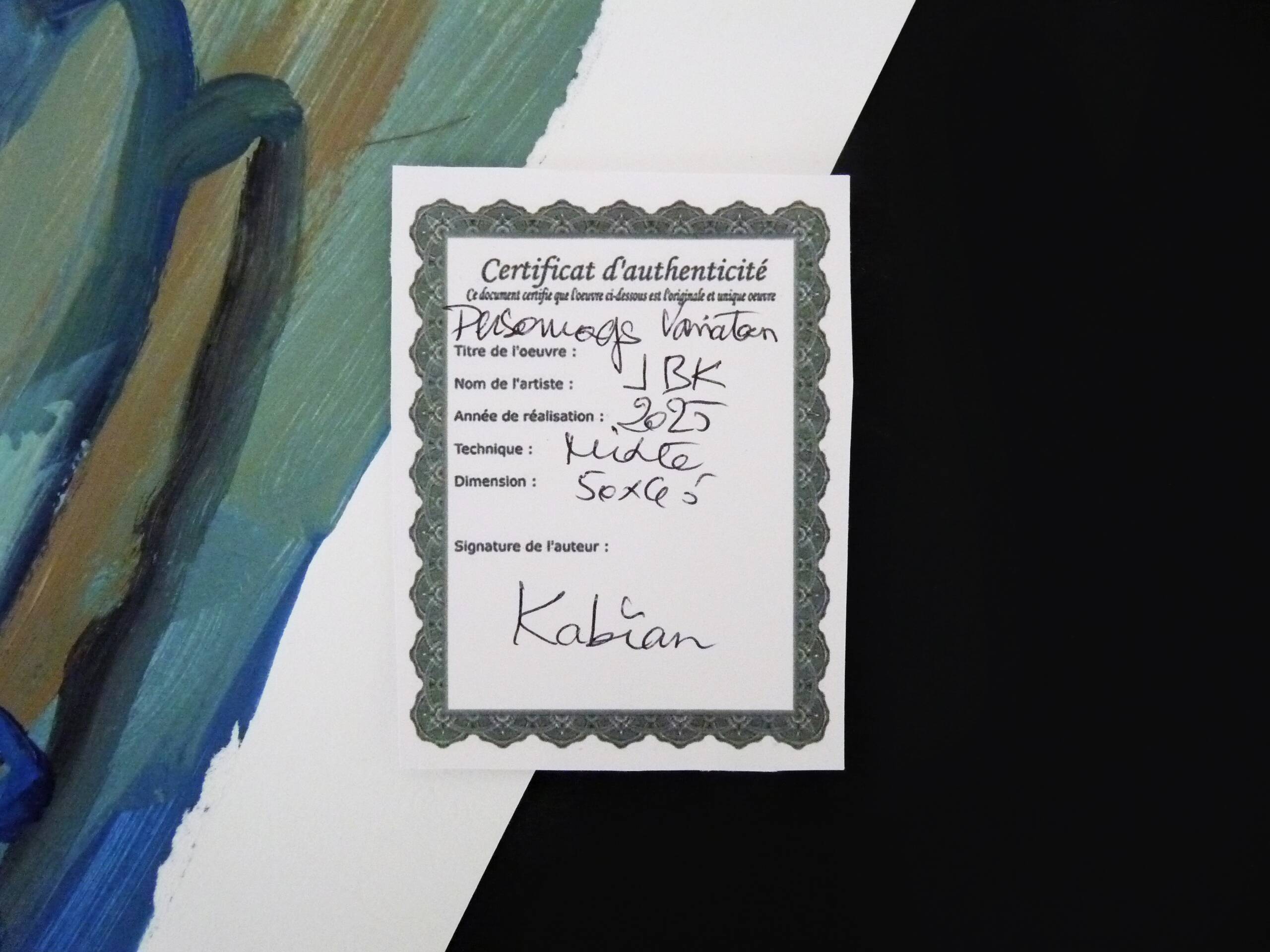 Mixed technique Art brut signed Kabian (Jean-Baptiste) 50X65 cm - 19.68X25