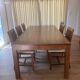 Teak dining table and its 6 chairs.