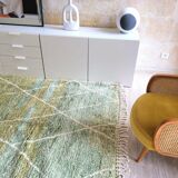 Tapis berbère Béni Ouarain vert à losanges blancs