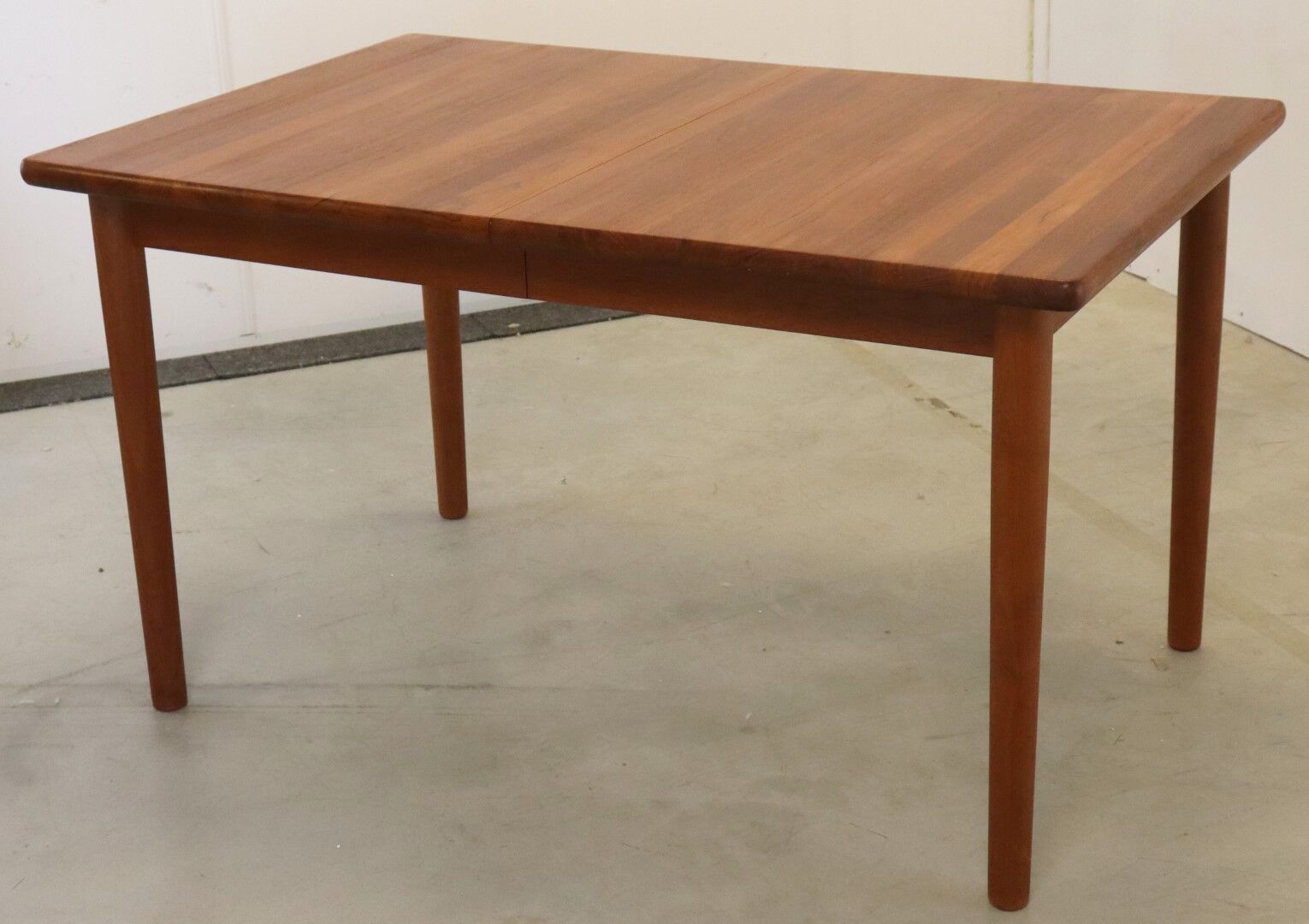 Vintage mid century modern KS Denmark rectangular teak extendable dining table 'Marbjerg'