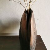 Vase plat en raku circa 1990