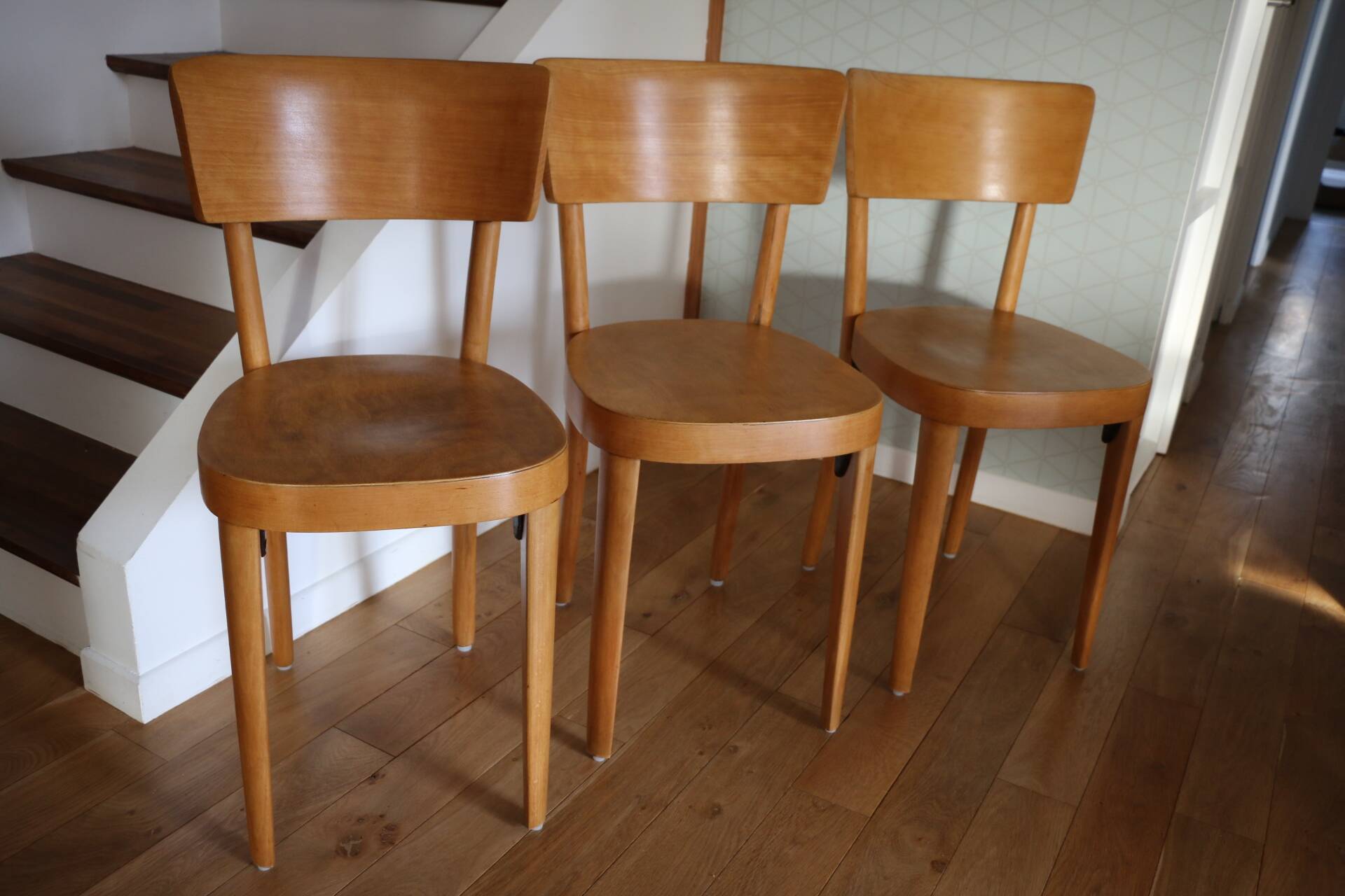 Série de 3 chaises bistrot 1950