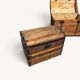 Coffre de voyage bombé ancien en bois et fer forgé – XIXe siècle