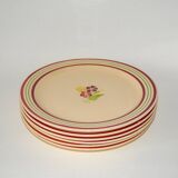 set of 6 flat plates with flowers and borders Gien 1950