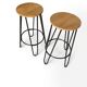Pair of industrial style bar stools – Wooden seat & tapered legs