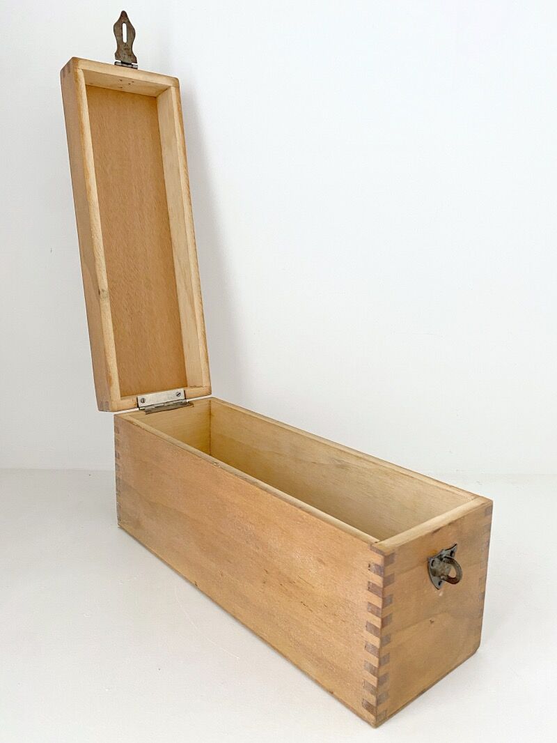 Old wooden library card box