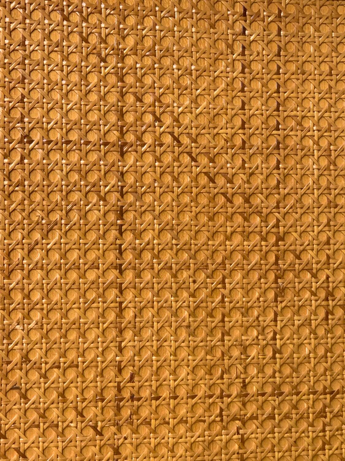 Chest of drawers and bedside table in rattan cane and oak, vintage 1970s