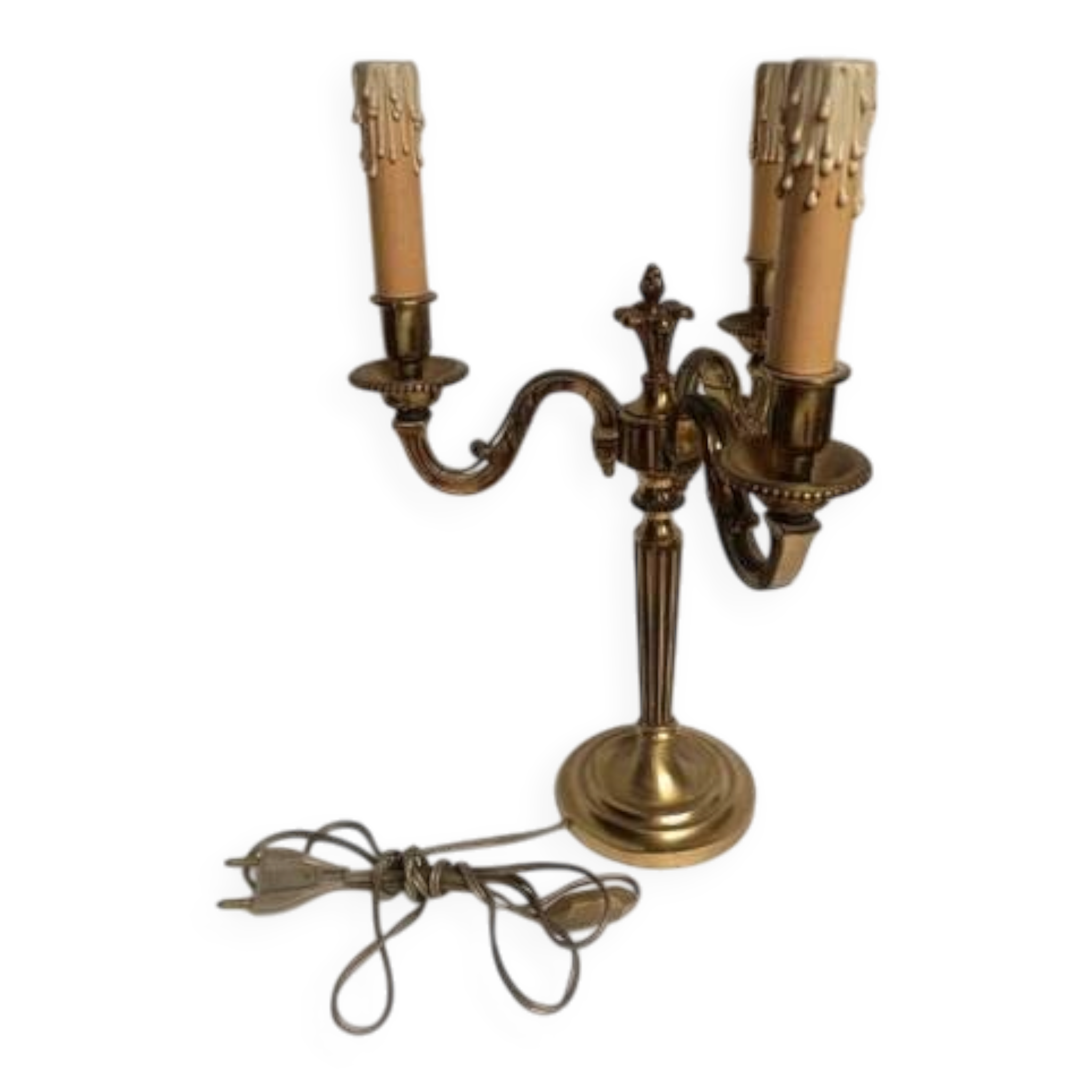 Antique 3-light table lamp in bronze in the Louis XVI style - 2 kg