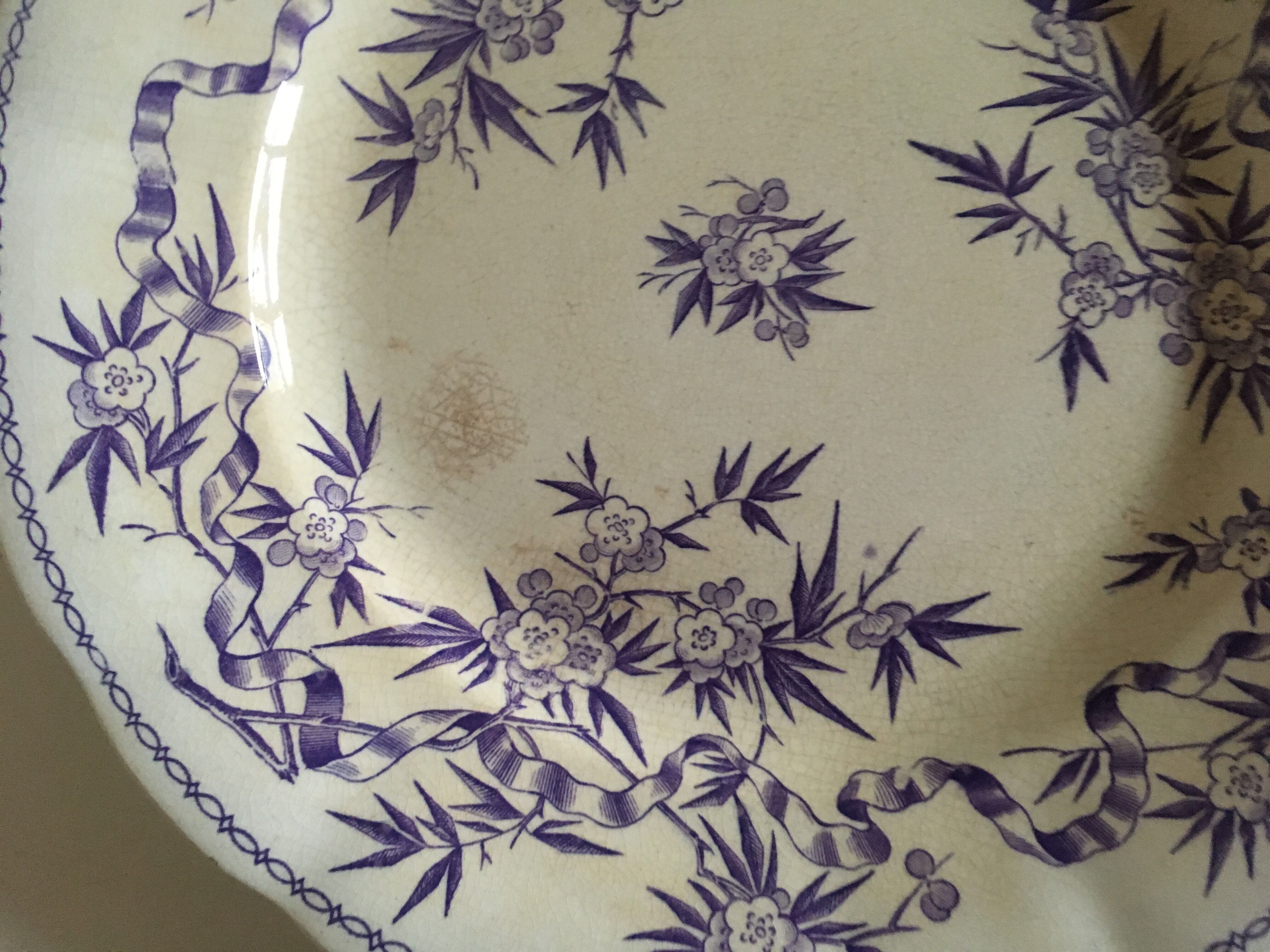 Plates flat earthenware sarregemines circa 1870 purple thorns