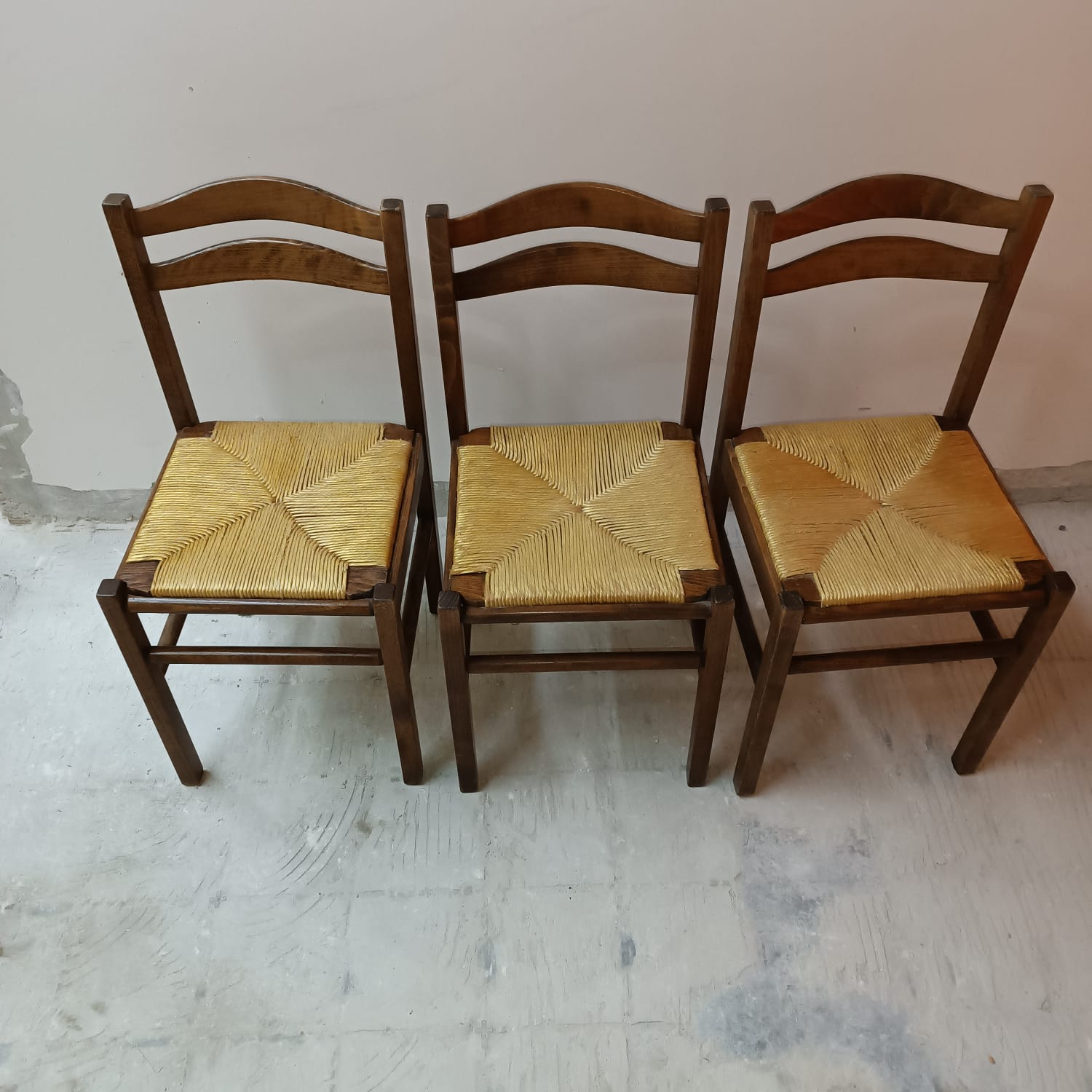 Set of 3 wooden dining chairs