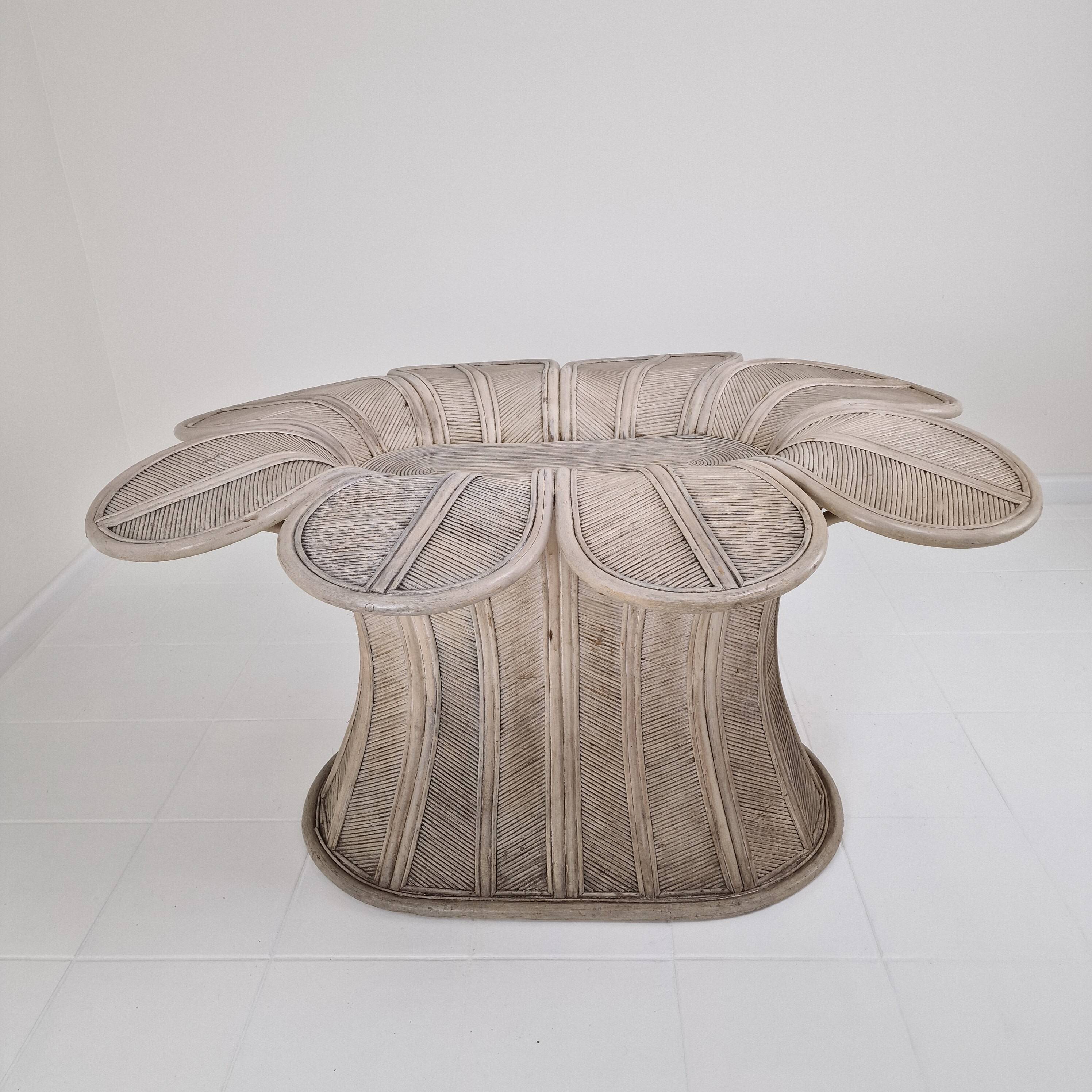 Vintage Oval Bamboo and Rattan Dining Table Base, France 1980's