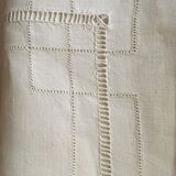 Old sheet in monogram embroidered linen thread