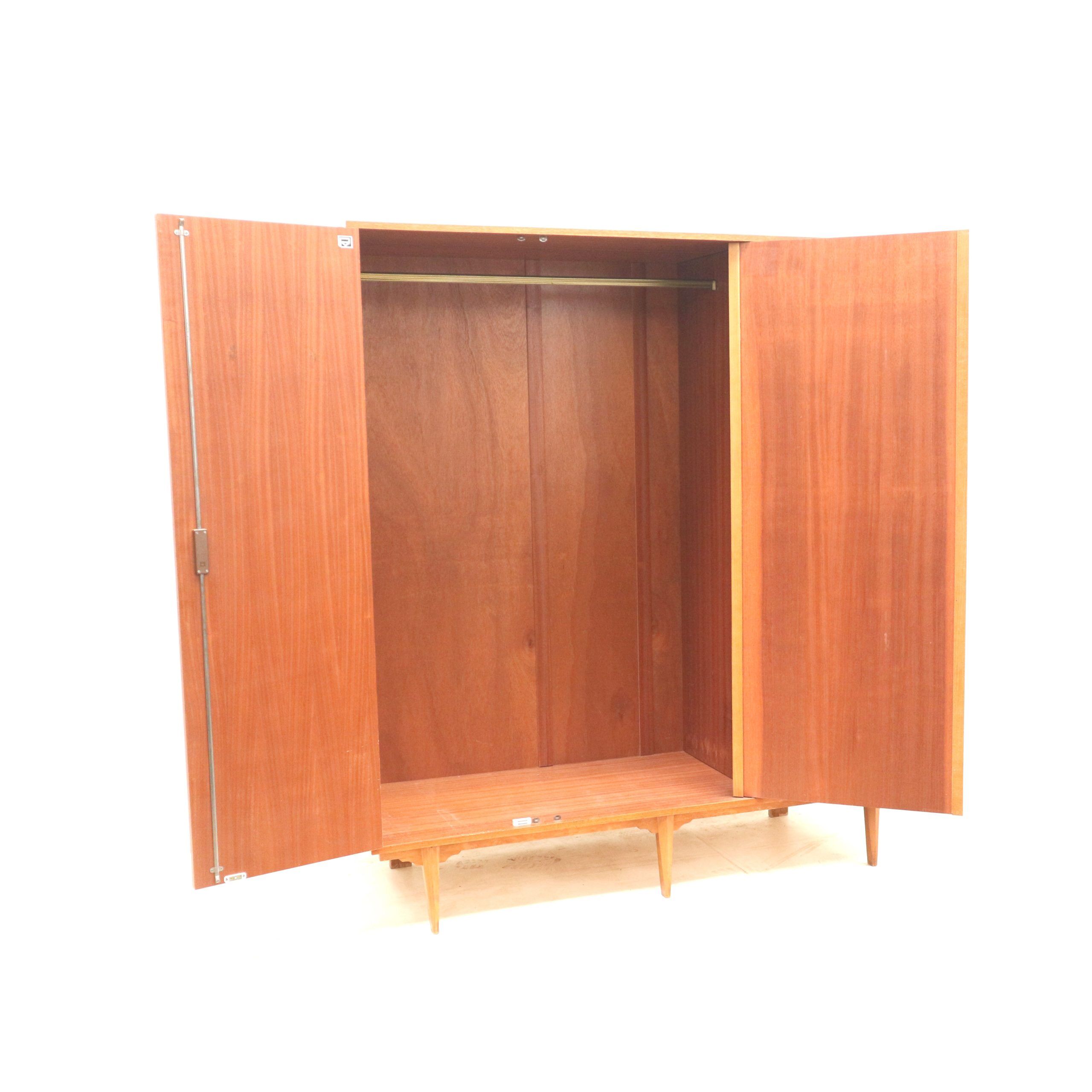 Vintage Belgian design 3-door wardrobe made in the 1960s