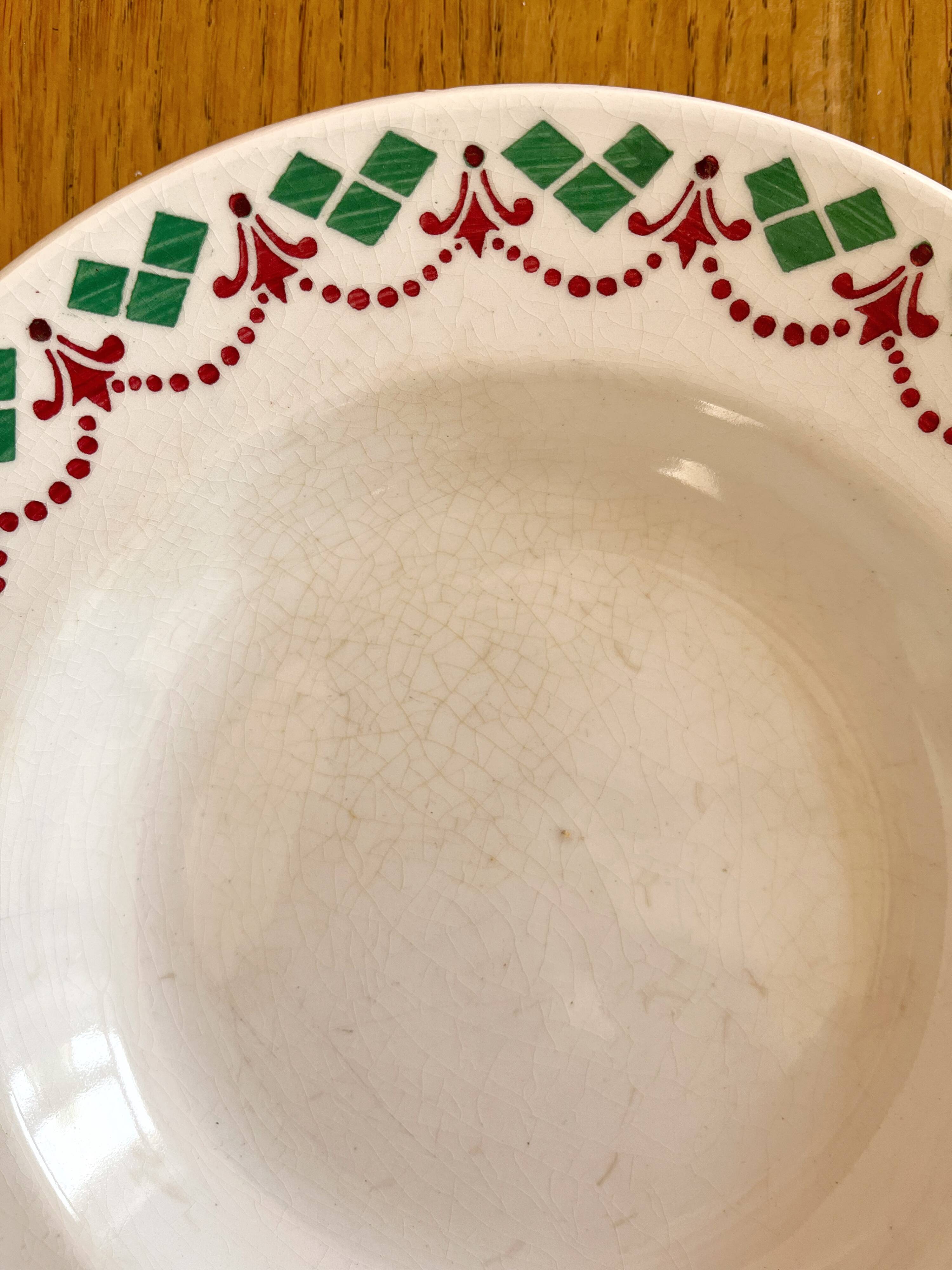 3 vintage Art Deco soup plates by Hamage & Moulin des Loups