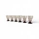 6 large Art Deco pink wine or water glasses with black stems, 17 cl.