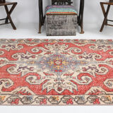 4x7 classic red vintage rug, 126x227cm