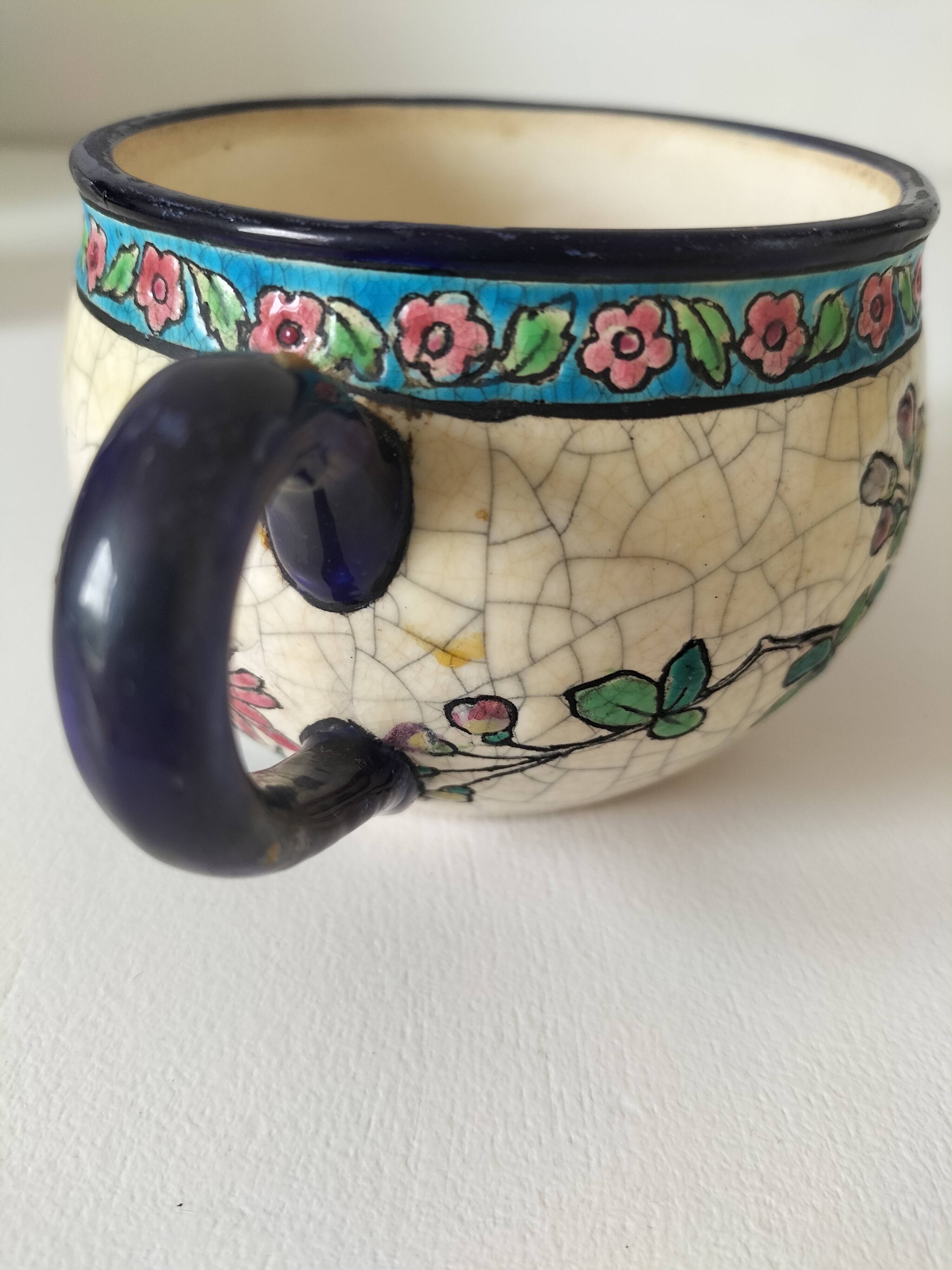 Antique two-handled cup – Authentic Longwy enamels