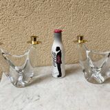 Pair of candlestick crystal Schneider France vintage 60s tbe