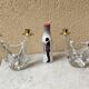 Pair of candlestick crystal Schneider France vintage 60s tbe