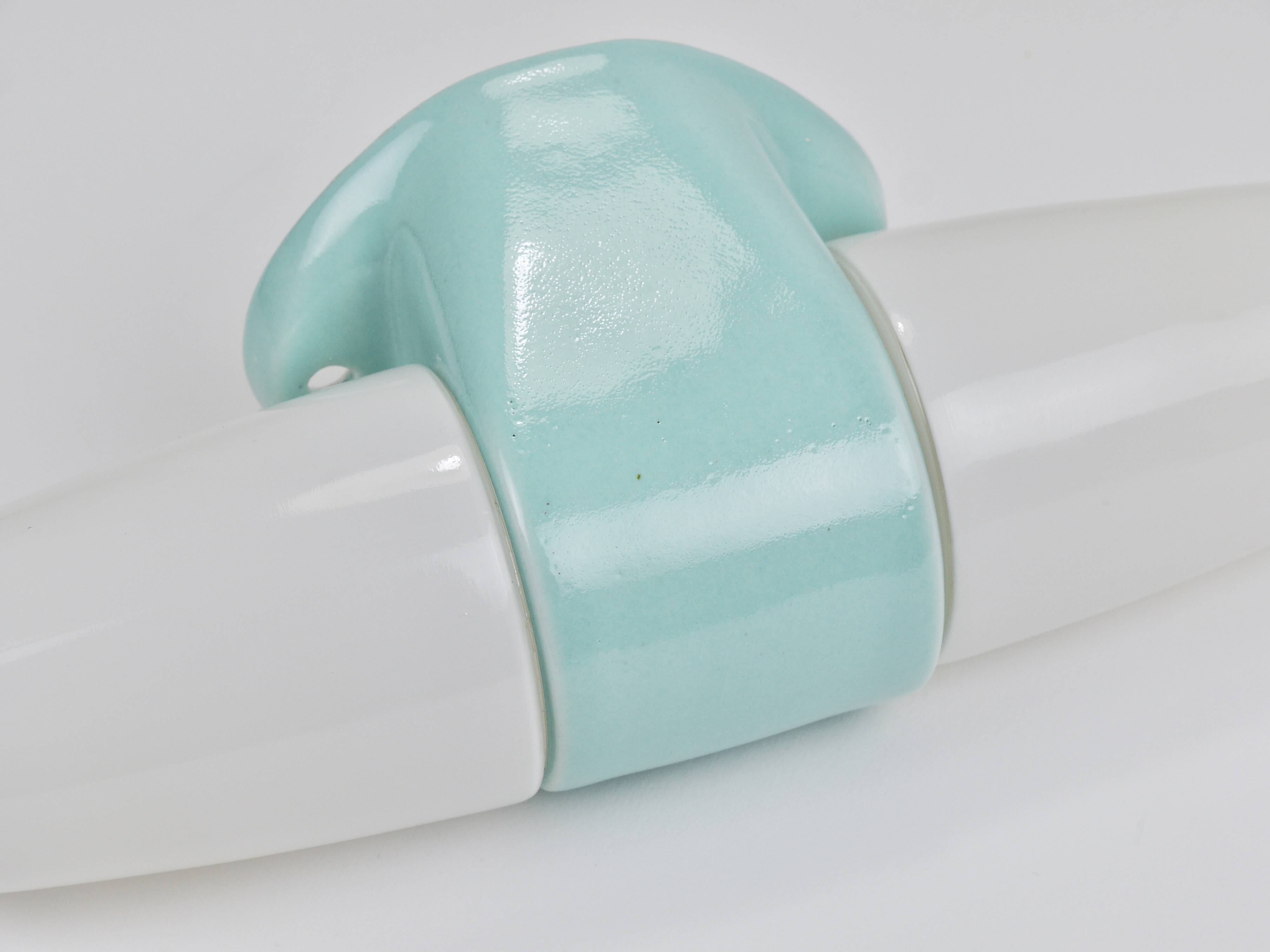 Wilhelm Wagenfeld Bauhaus Turquoise Double Sconce Wall Light, Germany, 1950