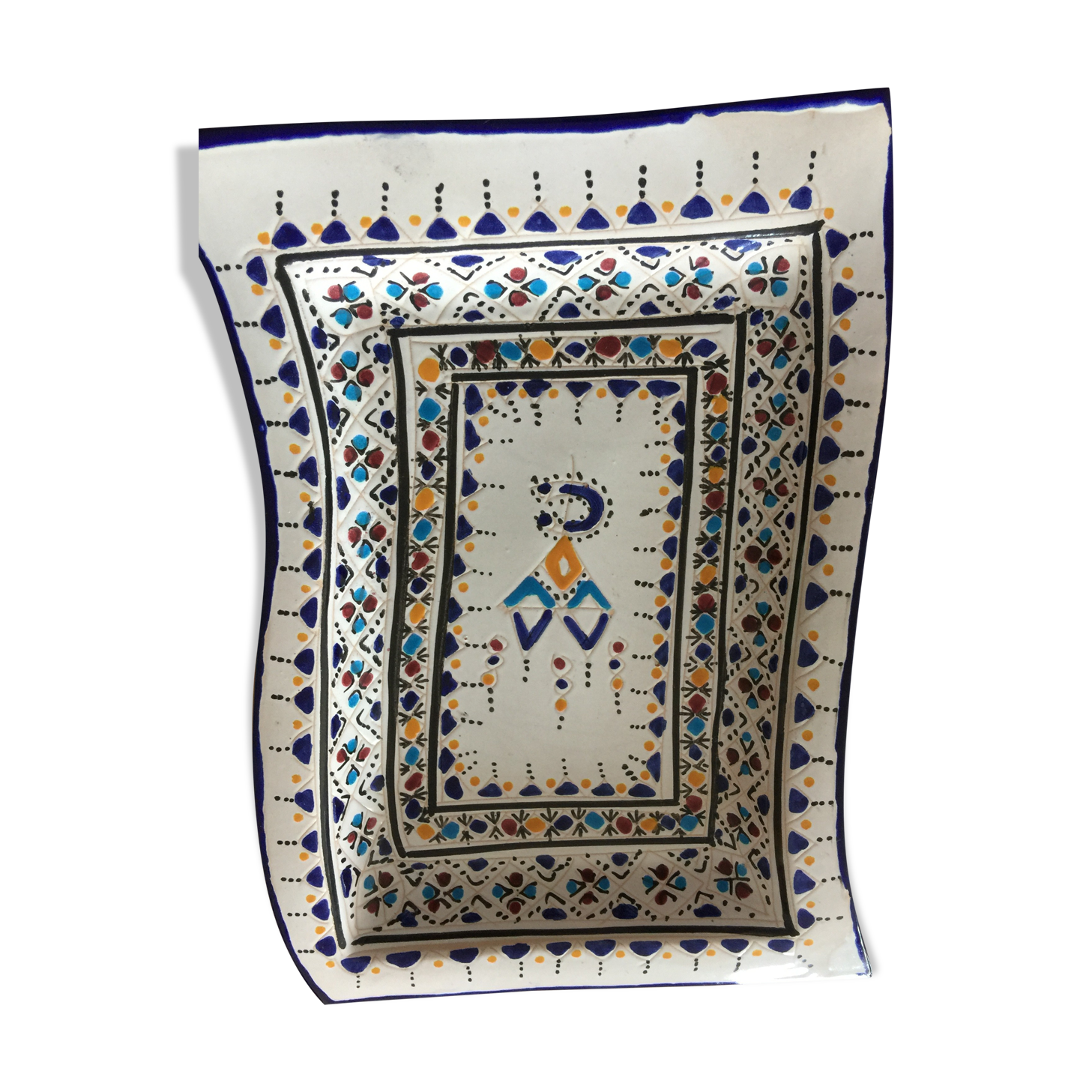 Ceramic dish oriental decoration signed FATH