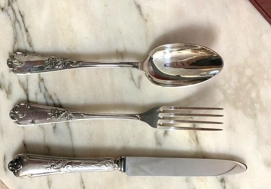 Silver metal cutlery of the silversmith Saint Medard
