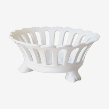 Tripod openwork basket with white ceramic claws Malicorne taste