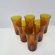 Set of six amber glass tumblers, Duralex, France, 1980s.