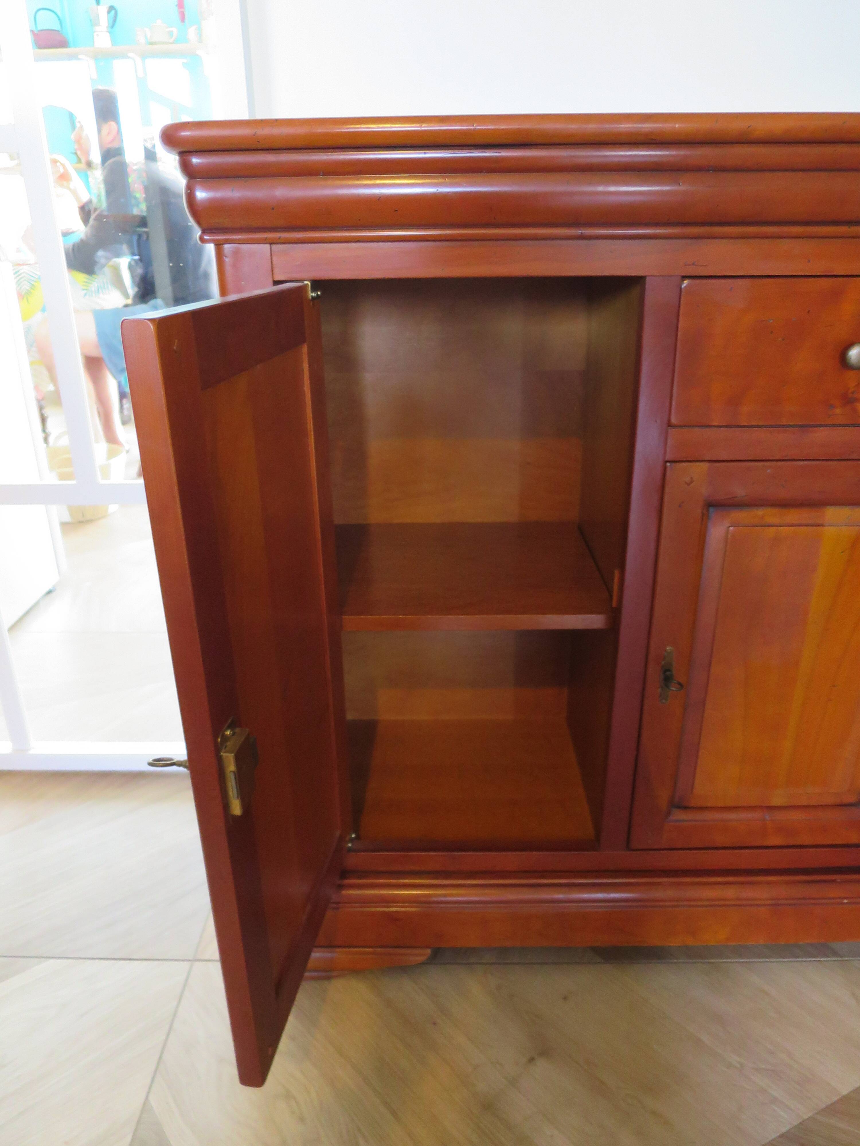 Sideboard - Long entrance cabinet - 1 drawer - 3 doors - solid wood - Louis Philippe