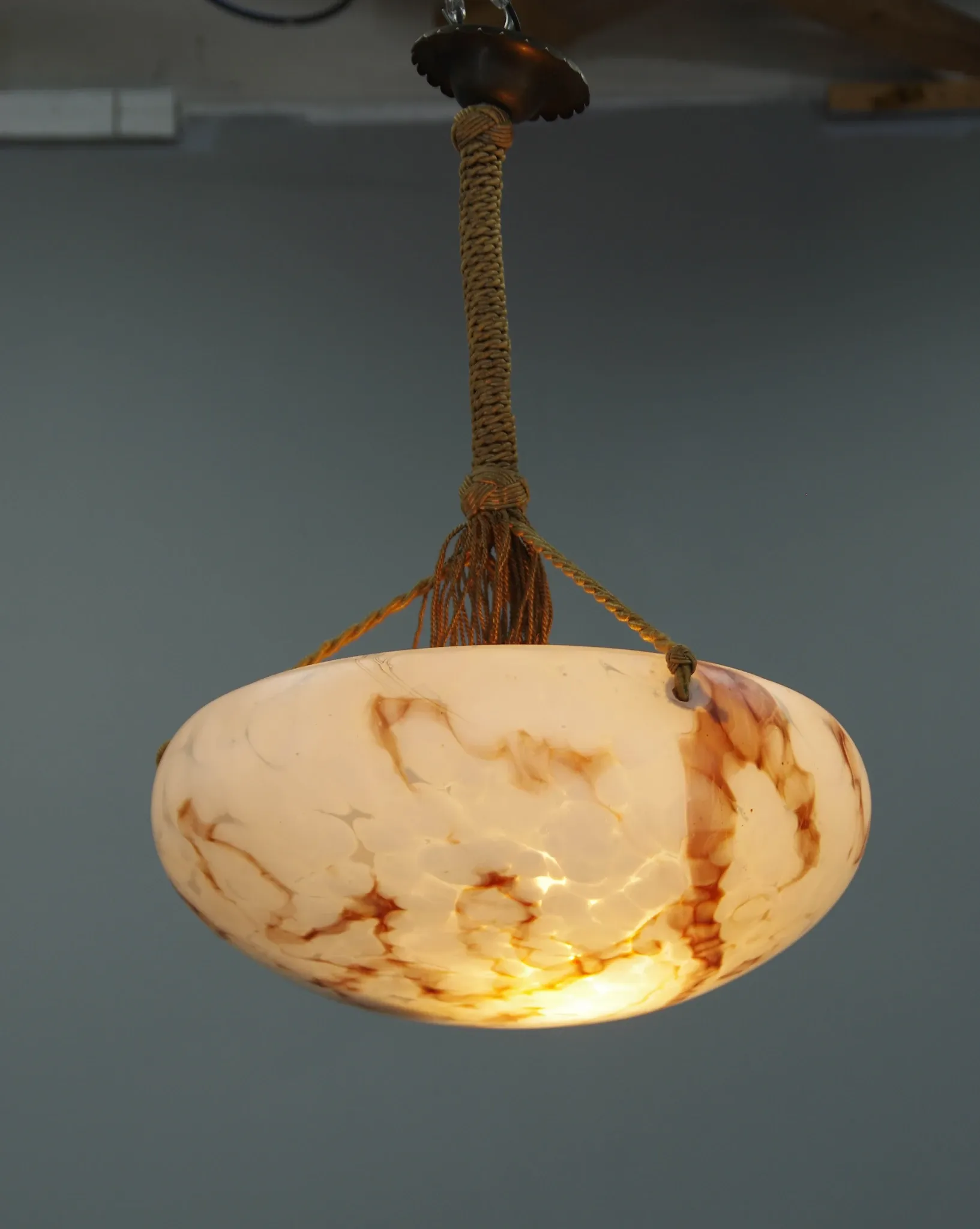 Art Nouveau Glass Pendant, Czechoslovakia, 1920s