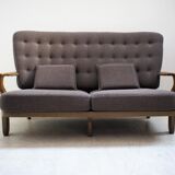 Solid oak sofa Guillerme and Chambron